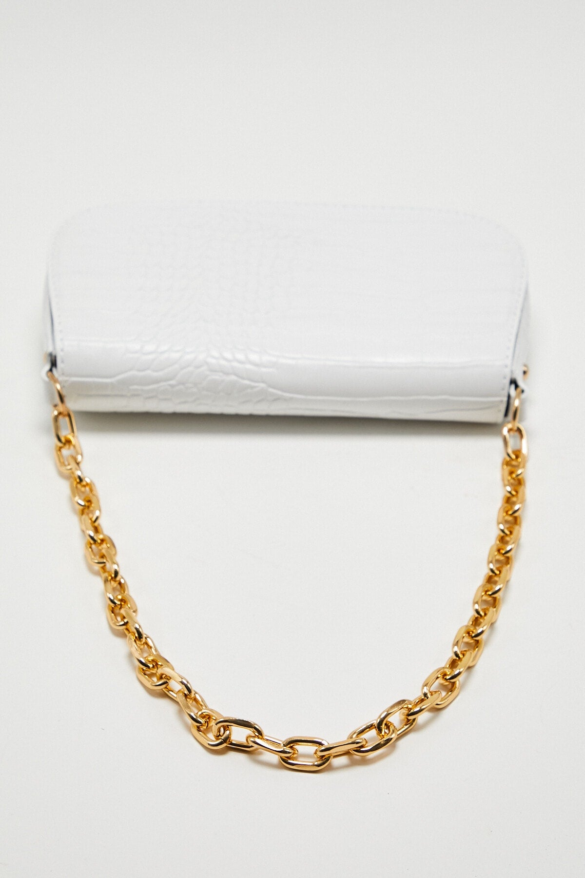 Croc Pattern Chain Baguette Bag